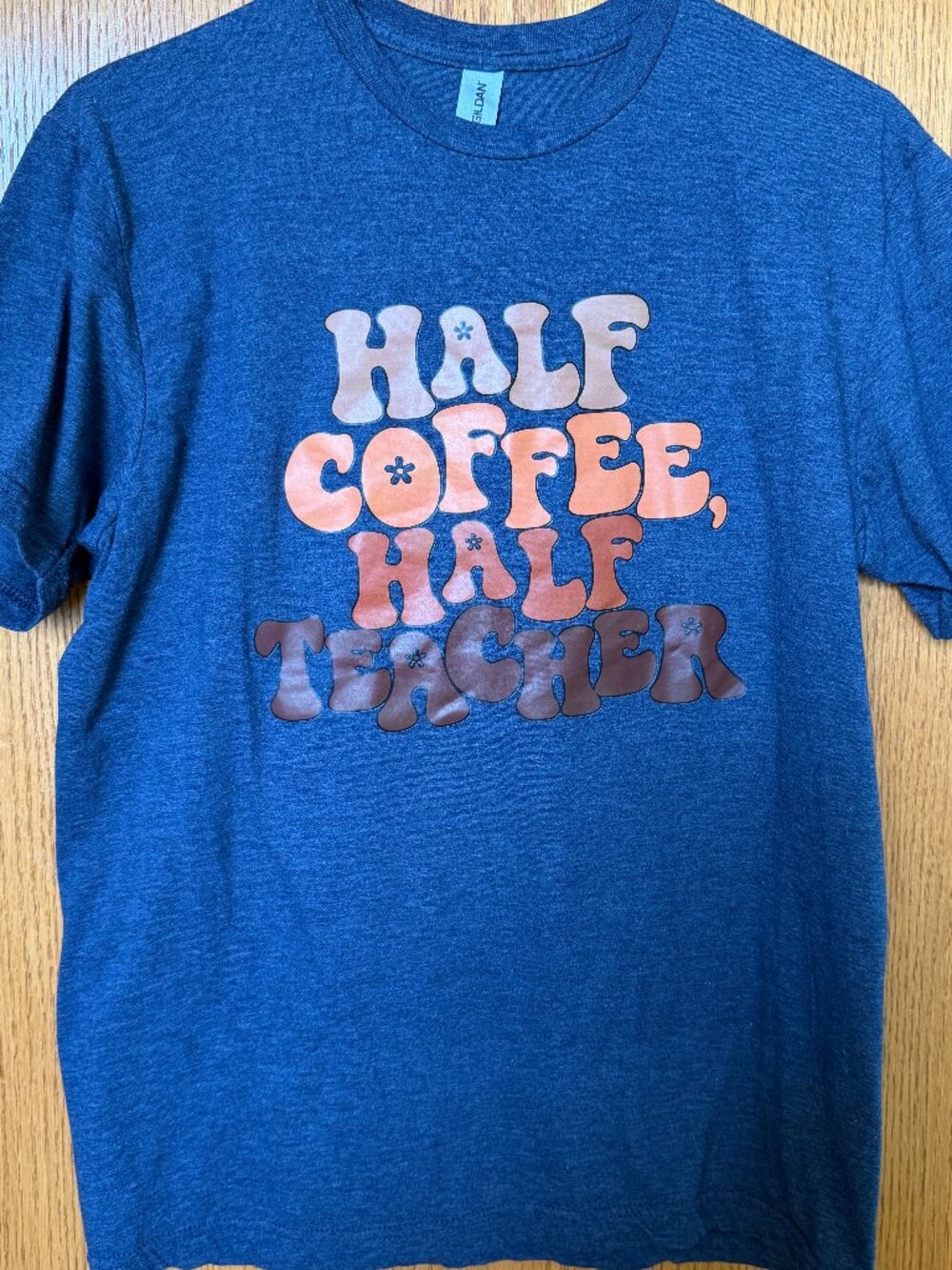 Gildan Half Coffee Half Teacher Graphic T-Shirt Size M
